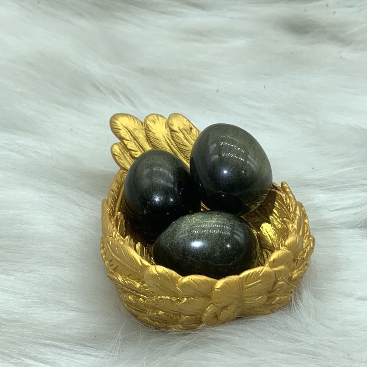 Easter small golden obsidian egg