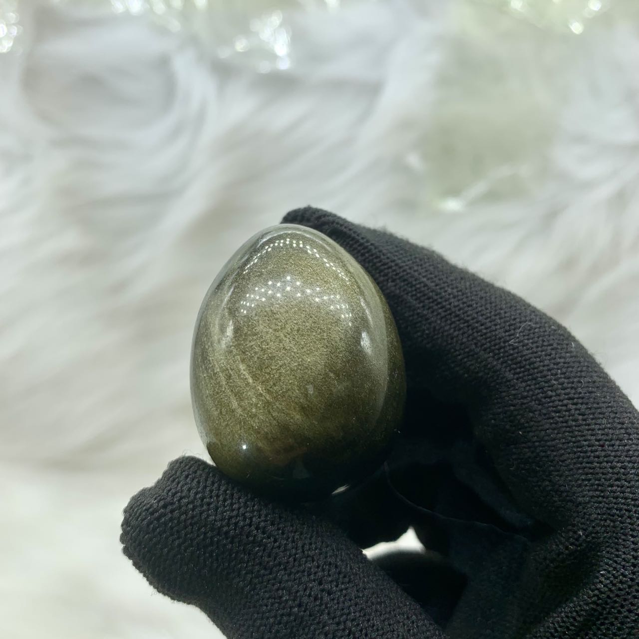 Easter small golden obsidian egg