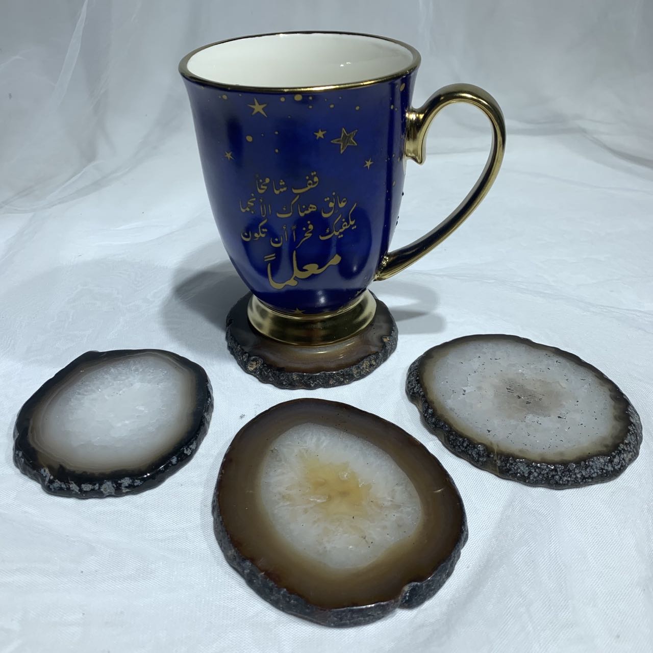 NB Agate Slice Geode Quartz Coasters for Drinks,Cup Mats(Set of 4)