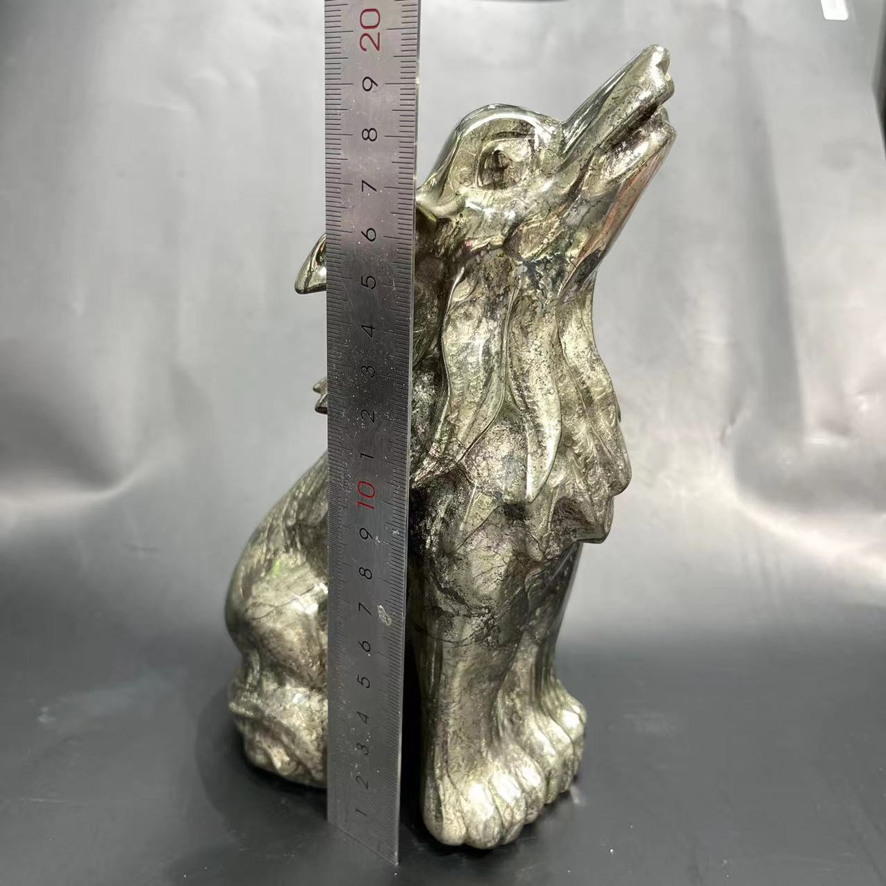 Pyrite Wolf carving