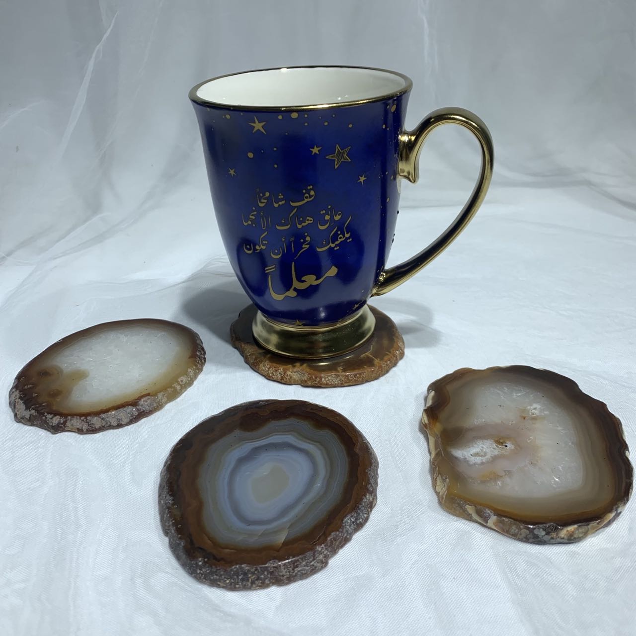 NB Agate Slice Geode Quartz Coasters for Drinks,Cup Mats(Set of 4)