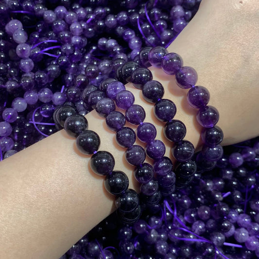 Amethyst bracelets size of beads 10mm set of 2